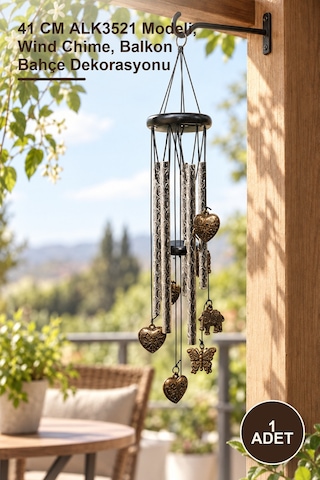 1 Adet Metal Rüzgar Çanı 41 Cm Alk3521 Modeli, Wind Chime, Balkon Bahçe Dekorasyonu