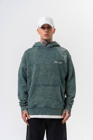 Respire Erkek Fierce Baskılı Yıkamalı Kapüşonlu Oversize Hoodie Yeşil