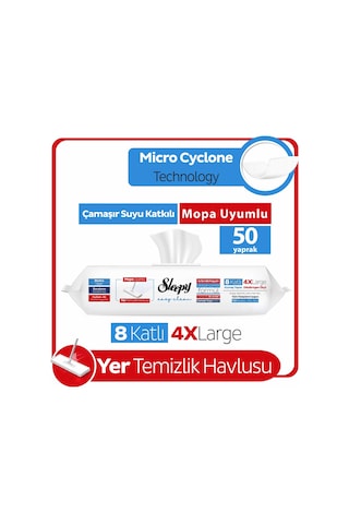 Sleepy Easy Clean Çamaşır Suyu Katkılı Mopa Uyumlu Yer Temizlik Havlusu&Mendili 50 Yaprak