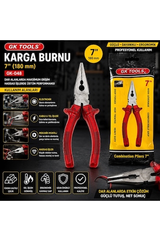 Gk Tools Kargaburnu 7 İnç 180 Mm - Kırmızı Şeffaf Saplı- 6'li Paket Diğer