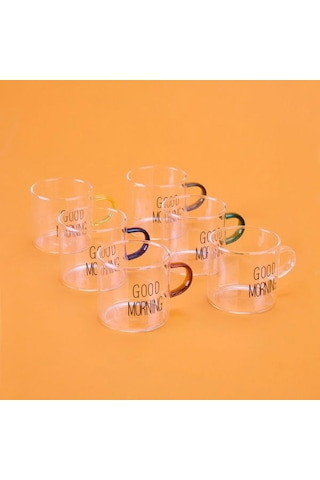 Arow Windsome 6'lı Kulplu Çay Bardağı - Renkli