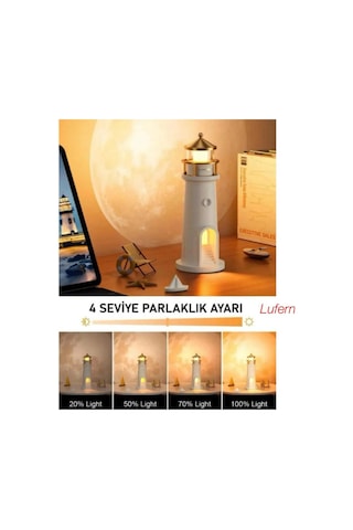 Özel Üretim Deniz Feneri Projektör Gece Lambası Rahatlatıcı Romantik Ambiyans Ay Işığı 2400 Mah Çok Renkli