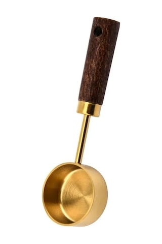 Yunboo 10ml Paslanmaz Çelik Kahve Ölçü Kaşığı, Ahşap Saplı, Doğru Ölçüm İçin Mutfak Aracı Altın