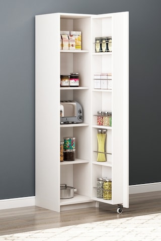 Ervin Kahve Köşesi Tek Kapaklı Airfry Kiler Dolabı Çok Amaçlı Erzak Dolabı Beyaz Beyaz