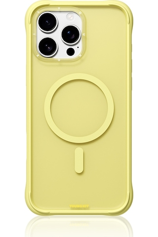 İphone 16 Pro Max Uyumlu Kılıf M-safe Şarj Özellikli Youngkit Macaroon Serisi Kapak Sarı Sarı