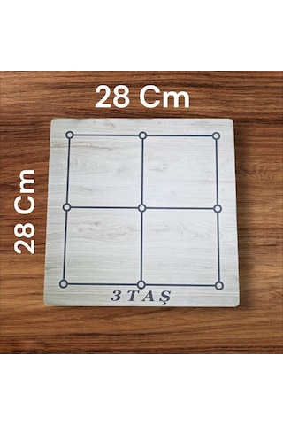 Ahşap 9 Taş 3 Taş Oyunu 28cmx28cm Eşsiz Eğlence Zeka Akıl Mantık Strateji Oyunu