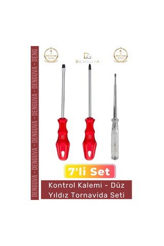 Tornavida Kaliteli Dayanıklı Ergonomik Tamir Takımı Yıldız Kontrol Kalemi 3'lü Tornavida Seti