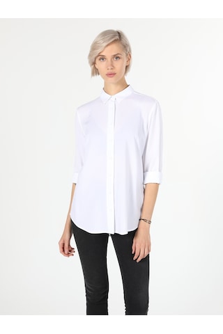 Colin's Basic Regular Fit Kadın Beyaz Uzun Kol Gömlek CL1050927_Q1.V1_WHT Beyaz