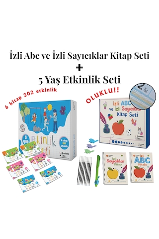 5 Yaş Etkinlik Seti 6 Kitap 202 Etkinlik - İzli Abc Ve Sayıcıklar seti