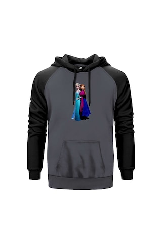 Karlar Ülkesi Elsa Ve Anna Gri Renk Reglan Kol Sweatshirt Gri