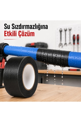 Sanplaza Siyah Tamir ve İzolasyon Bandı 48mm 10mt Suya Dayanıklı Duct Tape Sırdırmazlık Bandı 12Adet
