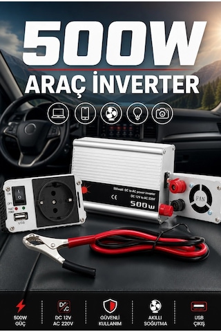 Bay 500w 12v Dc 220v Ac İnverter Usb Çıkışlı Fanlı Akü Güç Dönüştürücü Araç Kullanımı Najmaddin