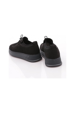 Dgn 6641 Erkek Kalin Taban Bağcikli Sneaker Ayakkabi Siyah Nubuk Siyah