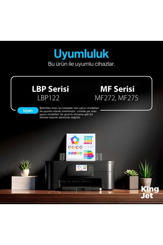Kingjet Canon Uyumlu 071h Crg-071h Yüksek Kapasiteli 2'li Paket Uyumlu, Toner Çipli / Mf275