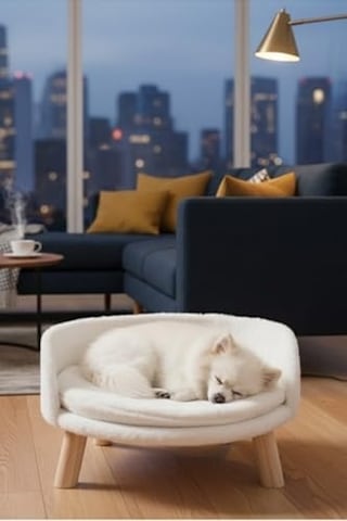 Reyo Pet Puffy Kedi Köpek Koltuğu Peluş 35x30 Cm Açık Bej