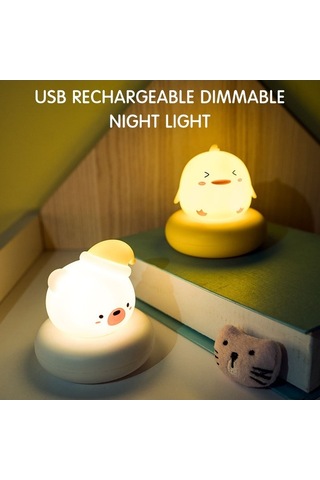 Novahub Esnek Mini Led'li Gece Lambası Usb Şarj Edilebilir Sevimli Tavşan/ayı/kedi/ördek Bebek Besleme Lambası Kısılabilir 3 Parlaklık Seviyesi Taşınabilir Okuma Lambası Diğer
