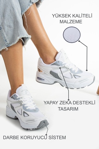 Kadın Beyaz Spor Ayakkabı Günlük Rahat Air Taban Sneaker N110