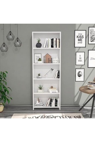 Lilium 5 Raflı Dekoratif Kitaplık Beyaz Çok Renkli