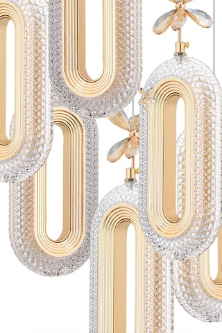 Alfa Led 6'lı Gold 3 Renk Modu Ledli Kristal Taşlı Modern Led Avize Gold