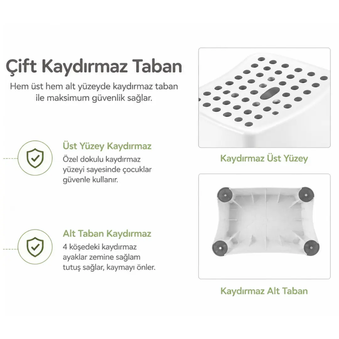 Kaydırmaz Çocuk Banyo Basamağı Çocuk Lavabo Basamağı Bebek Basamağı Beyaz