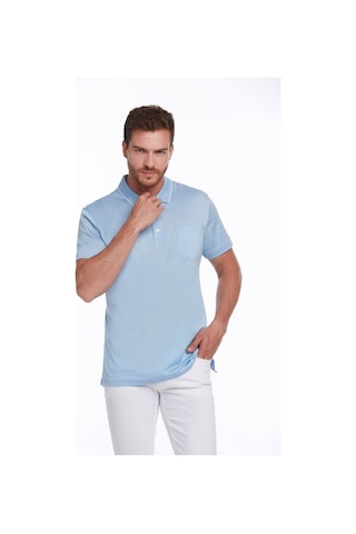 Hatemoğlu Mavi Regular Fit %100 Pamuk Basic Polo Yaka Tişört-Mavi