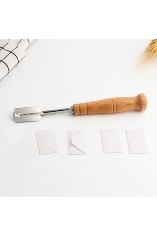 Youmex 304 Paslanmaz Çelik Eşofmanlı Ekmek Dilimi, Hamur Bölme Ve Kesme Aleti - Fabrika Üretimi: Ekmek Bıçağı + 5 Bıçak + Kutusu Haki