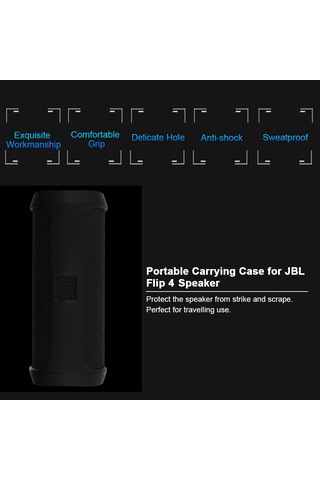 Symbee Jbl Flip 4 Hoparlör İçin Siyah Silikon Korumalı Kılıf - Dayanıklı, Taşınabilir Ve Fonksiyonel Tasarım