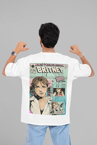 Sevbano Britney Spears Baskılı Unisex Oversize Şarkıcı Tişört Beyaz