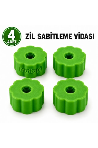Mottopi Zil Sabitleme Vidası 6 Mm Bateri Zil Sehpası Vidası 4 Adet-yeşil
