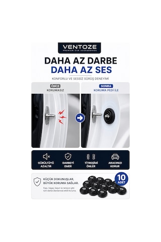 Araba Kapı Ve Bagaj Sesi Önleyici Darbe Emici Silikon Stand Tamponu Çarpma Koruyucu 10 Adet
