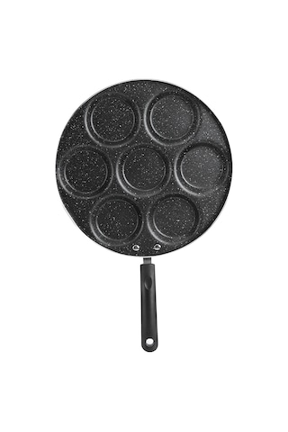 Hangfox 7 Delikli Alüminyum Teflon Tava - Hızlı Pişirme, Enerji Tasarruflu, Ev Ve Restoran Mutfakları İçin Yumurta/hamburger Kalıbı Siyah