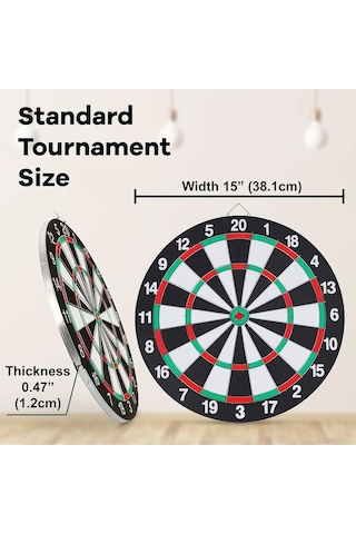 Dart Tahtası Seti 15 İnç Büyük Orta Boy Çift Taraflı Dart Tahtası