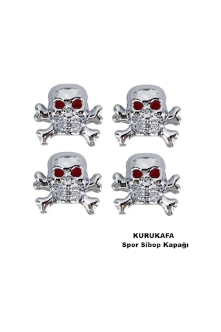 Sibop Kapağı Kurukafa Model Krom Renk Profesyonel Kuru Kafa Logo Sibop Kapağı 4 Parça Set