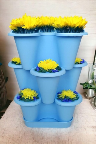 3 Katlı Şanslı Yonca Tasarımlı Dekoratif Saksı Seti, 26.5 X 26.5 Cm, Çiçek Ve Bitki Sebze Yetiştirme Sku: Smg8690010006134