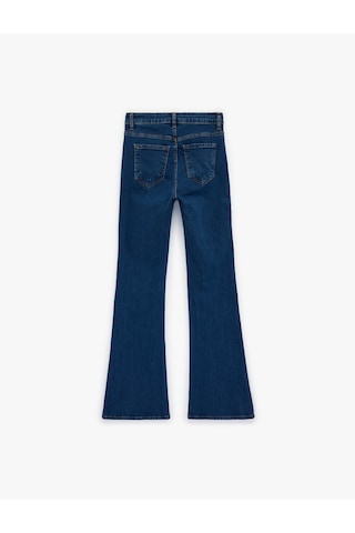 Koton Normal Bel Cepli Düğmeli İspanyol Paça Denim Pantolon - Flare Jeans Koyu İndigo 6sal40140md İndigo
