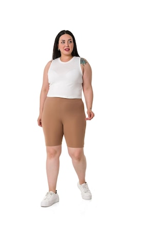 Büyük Beden Beli Lastikli Diz Üstü Vizon Bayan Tayt-vizon Vizon