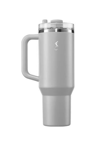 Lurch - Big Cup 1.2 L Granit Gri, Paslanmaz Çelik Termos - Uzatılabilir Pipetli, Çift Cidarlı, Sızdırmaz - 240878 Beyaz