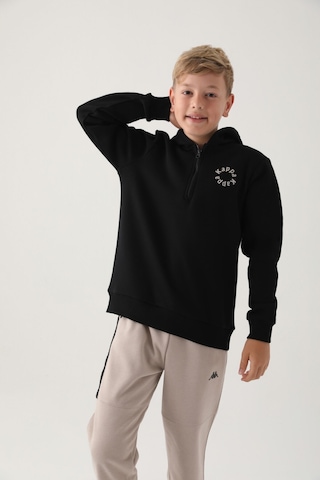 Kappa Siyah Yaka Fermuarlı Kapüşonlu Erkek Çocuk Sweatshirt