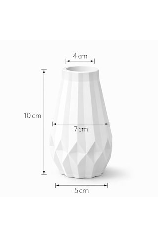 2 Li Mini Dekoratif Vazo Seti 10 Cm Taş Tozu Modern Salon, Balkon & Mutfak Vazoları - Hediyelik Beyaz