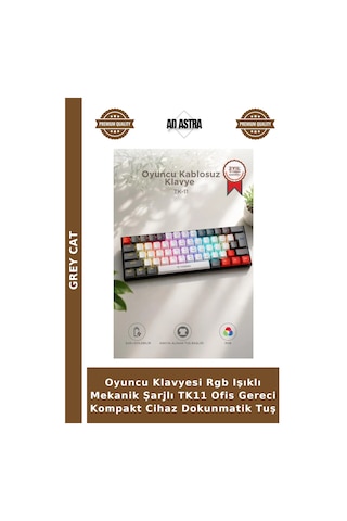 Oyuncu Klavyesi Rgb Işıklı Mekanik Şarjlı Tk11 Ofis Gereci Kompakt Cihaz Dokunmatik Tuş