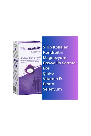 Pharmadaily Tip 1-2-3-5-10 Kolajen Takviye Edici Gıda 30 Tablet