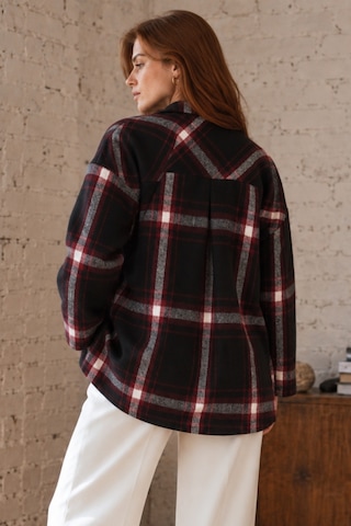 Armonika Kadın Siyah-bordo Erkek Yaka Yanları Yırtmaçlı Oversize Ceket Arm-26k001009