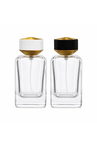20 Adet Boş Cam Parfüm Şişe, 100 Ml, Klass Kare Model, Şeffaf, Geçmeli
