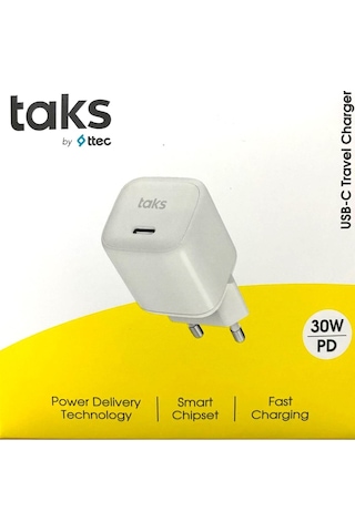 5tp02b Taks Tp02 30w Pd Usb-c Seyahat Hızlı Şarj Aleti , Beyaz