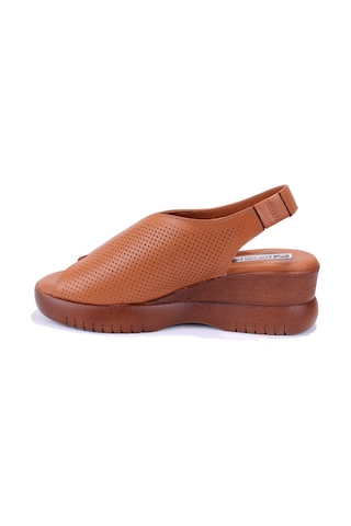 Dagoster Dza07-9972521405 Taba Günlük Ortopedik Deri Kadın Sandalet Taba