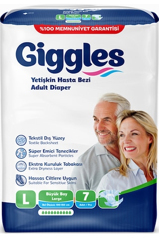 Giggles Yetişkin Bel Bağlamalı Hasta Bezi L 7'Li