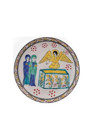 İsa Mesih'in Boş Kabri 25x25 Cm El Boyama İznik Çini Tabak