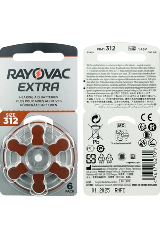 Rayovac Extra 312 Numara İşitme Cihazı Pili 6 x 10'lu
