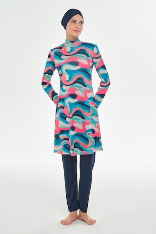 Likralı Tam Kapalı Tesettür Mayo Desenli 3106 Koyu Lacivert Koyulaci01 Koyu Lacivert