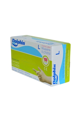 Pudralı Beyaz Latex Muayene Eldiveni Büyük Boy L 100 Lü Paket